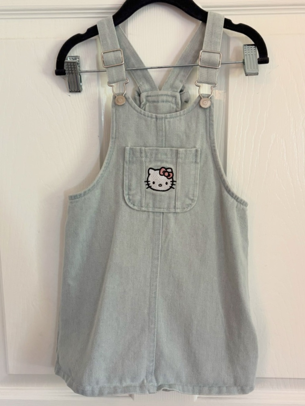 Sanrio Hello Kitty Light Gray Denim Overall Dress 3T‎